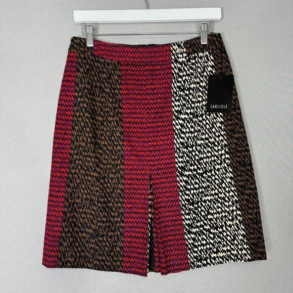 Carlisle Dresses & Skirts - Carlisle Skirt Womens 4 Brown Loom Pattern Tweed A-Line Abstract Office‎ Luxury